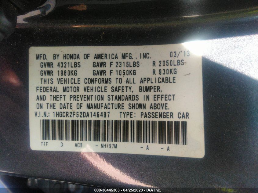 2013 HONDA ACCORD SDN SPORT - 1HGCR2F52DA146497