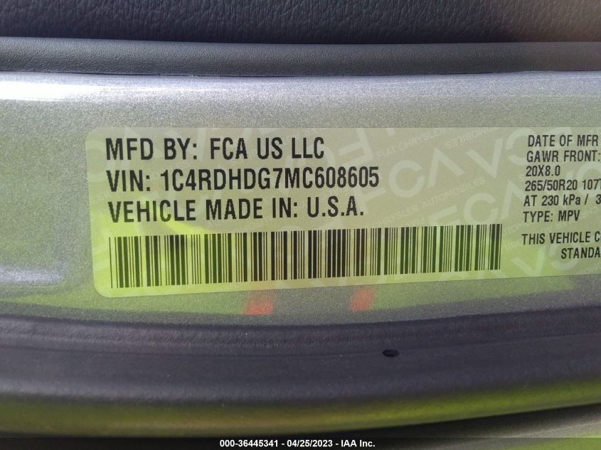 2021 DODGE DURANGO GT PLUS - 1C4RDHDG7MC608605