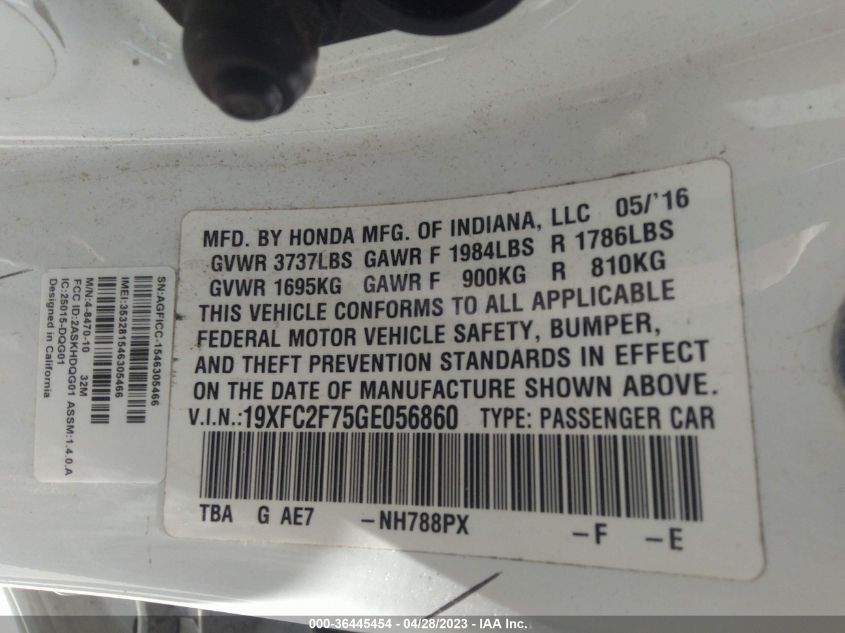 2016 HONDA CIVIC SEDAN EX - 19XFC2F75GE056860