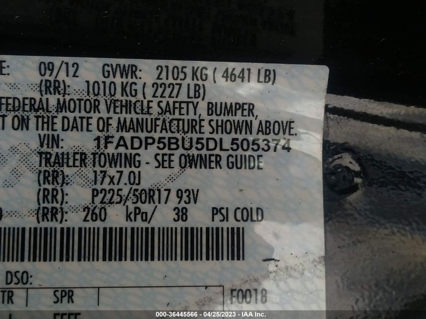 2013 FORD C-MAX HYBRID SEL - 1FADP5BU5DL505374