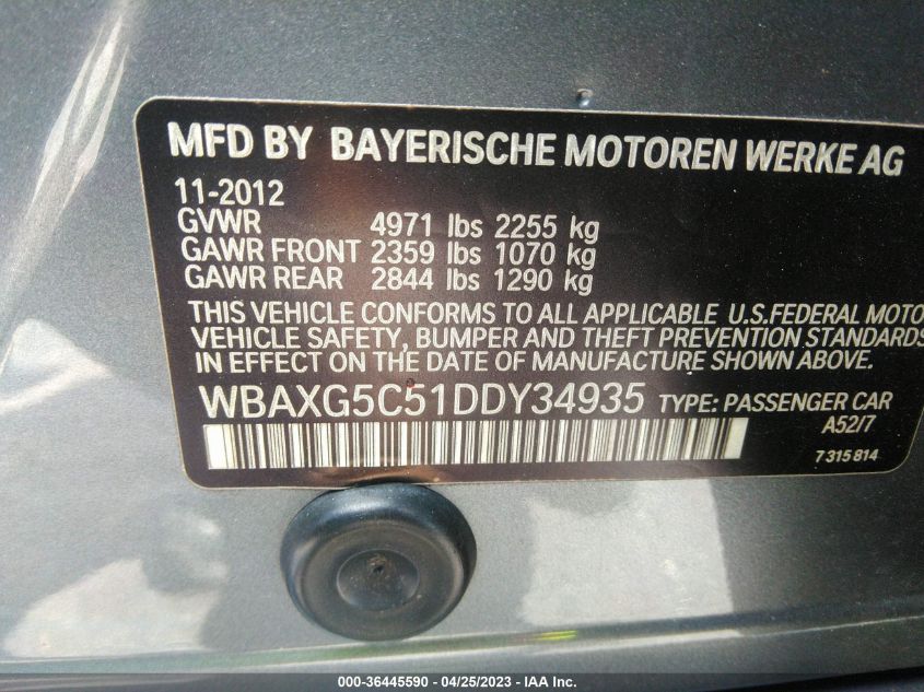 2013 BMW 528I WBAXG5C51DDY34935