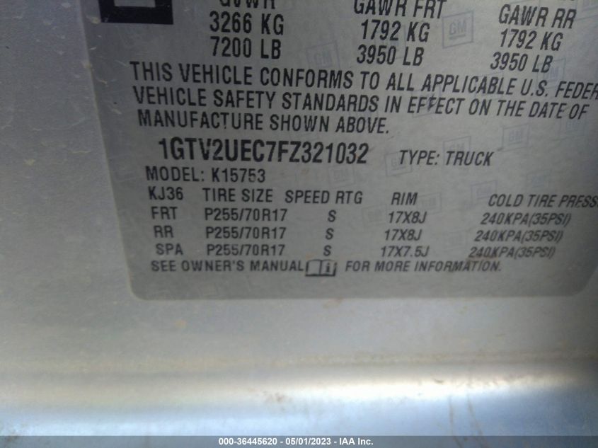 2015 GMC SIERRA 1500 SLE - 1GTV2UEC7FZ321032