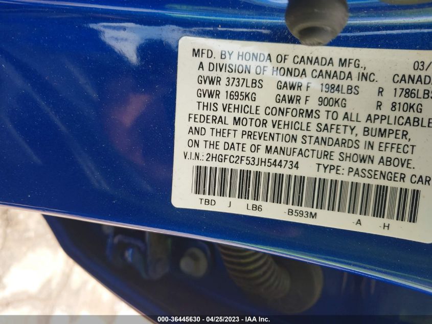 2018 HONDA CIVIC SEDAN LX - 2HGFC2F53JH544734