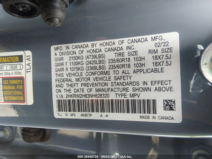 2022 HONDA CR-V EX-L - 2HKRW2H83NH628320