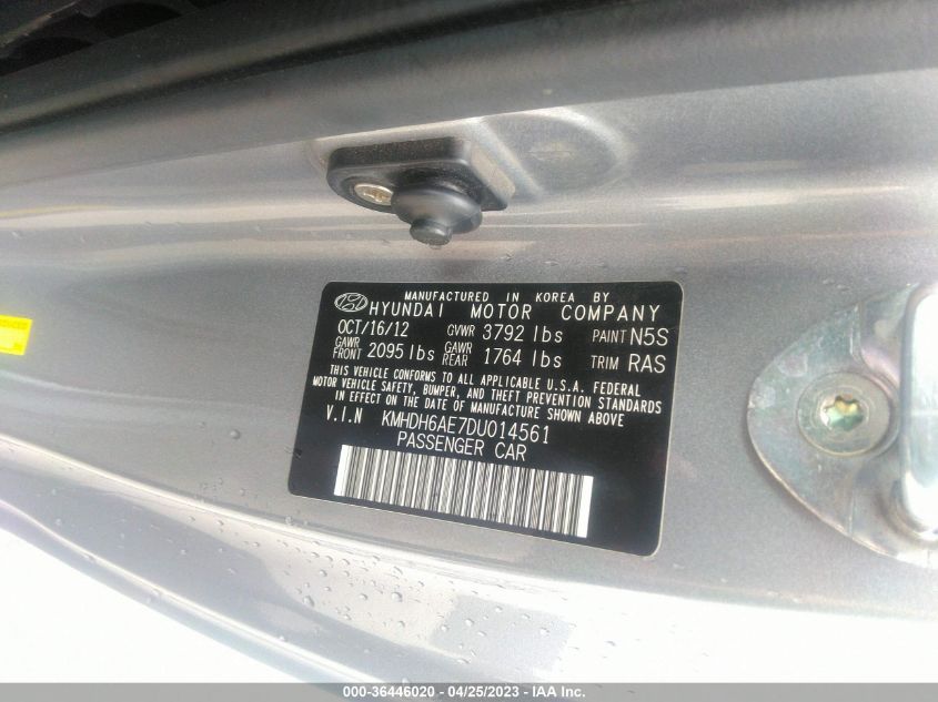 2013 HYUNDAI ELANTRA COUPE GS PZEV - KMHDH6AE7DU014561