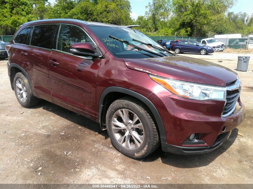 2015 TOYOTA HIGHLANDER XLE - 5TDJKRFH5FS223382