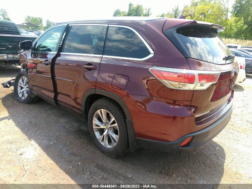 2015 TOYOTA HIGHLANDER XLE - 5TDJKRFH5FS223382