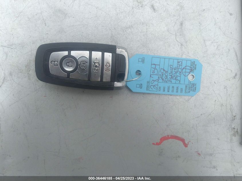 2017 FORD FUSION SE - 3FA6P0HD9HR372743