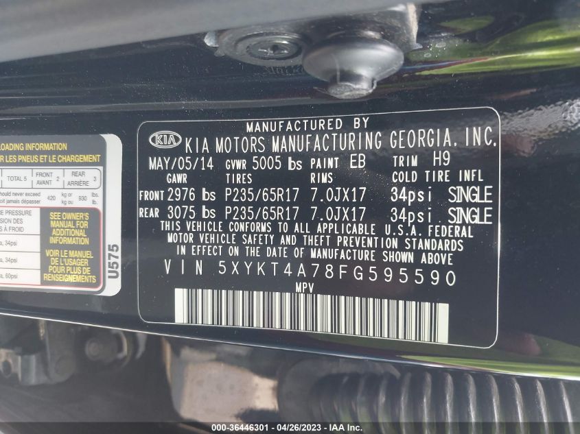 2015 KIA SORENTO LX - 5XYKT4A78FG595590