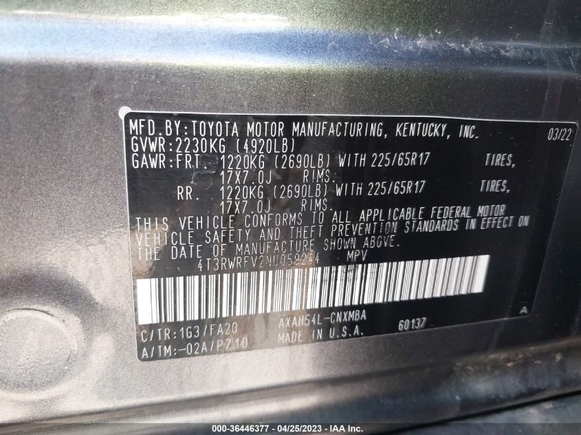 2022 TOYOTA RAV4 HYBRID XLE - 4T3RWRFV2NU059244