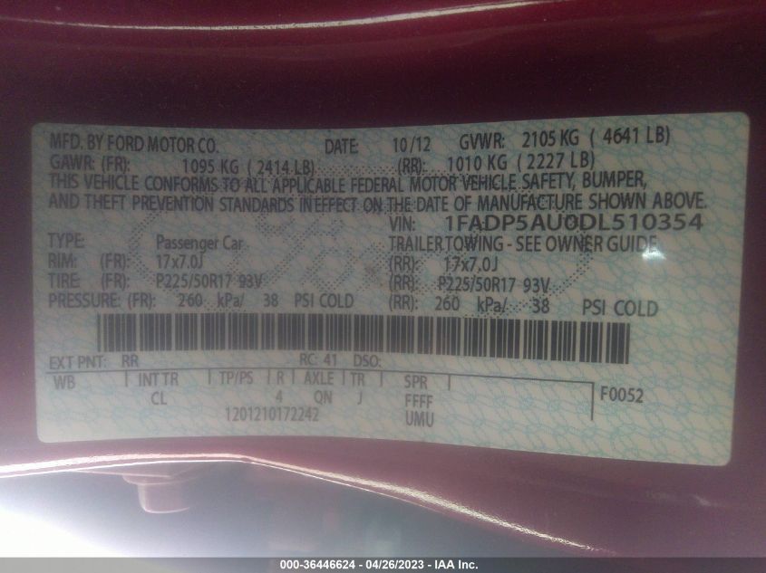 2013 FORD C-MAX HYBRID SE - 1FADP5AU0DL510354