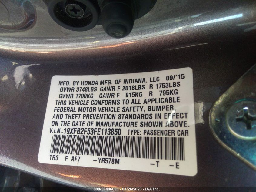 2015 HONDA CIVIC SEDAN LX - 19XFB2F53FE113850