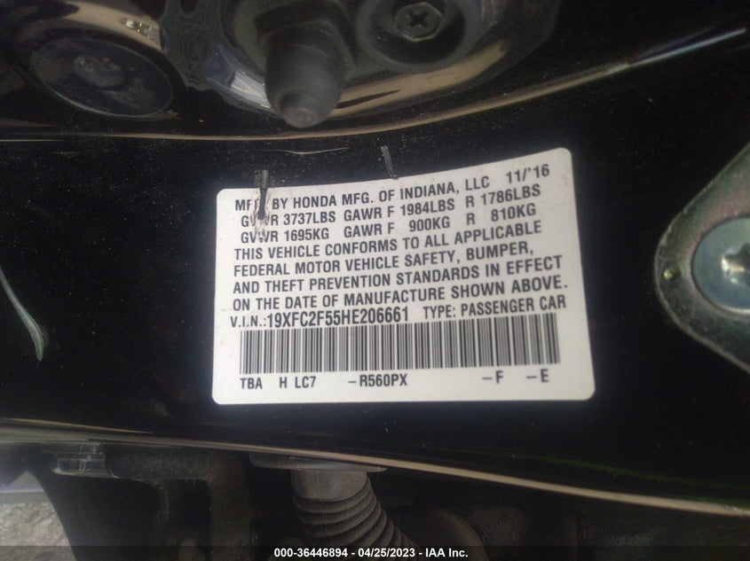 VIN 19XFC2F55HE206661 2017 HONDA CIVIC SEDAN LX
