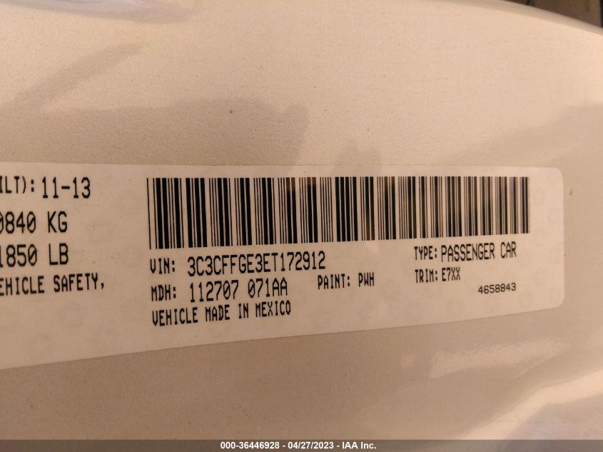 2014 FIAT 500E 3C3CFFGE3ET172912