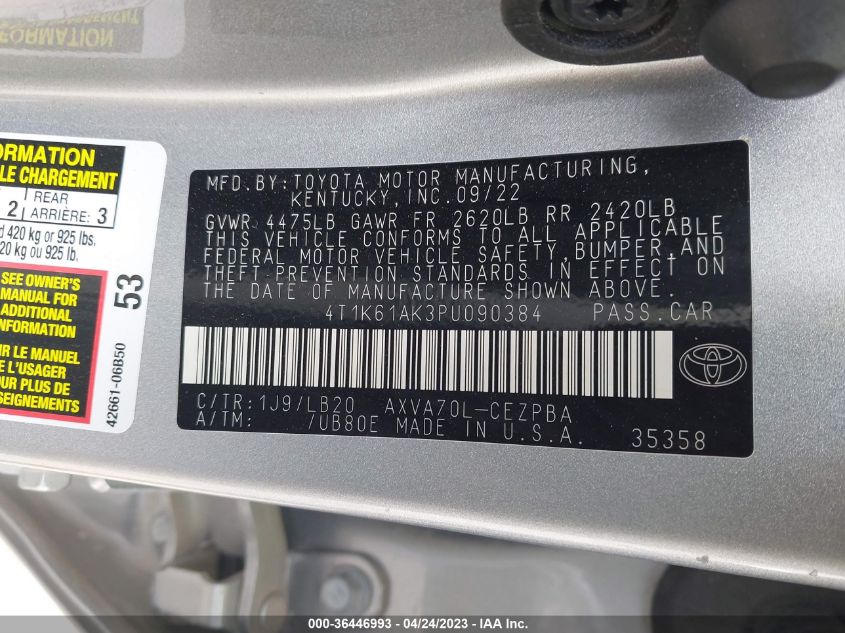 2023 TOYOTA CAMRY XSE - 4T1K61AK3PU090384