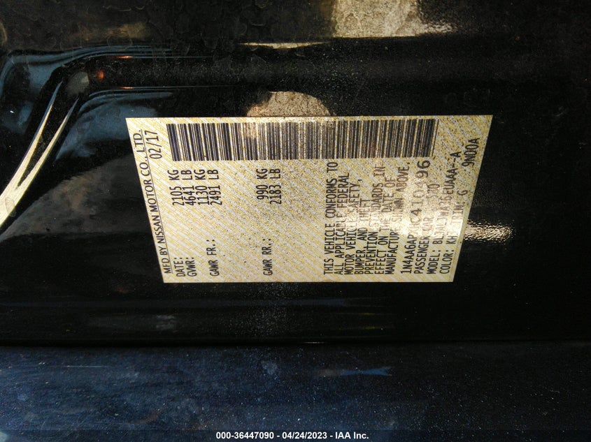 VIN 1N4AA6APXHC410496 2017 NISSAN MAXIMA SV