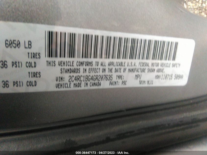 2016 CHRYSLER TOWN & COUNTRY TOURING - 2C4RC1BG4GR207635