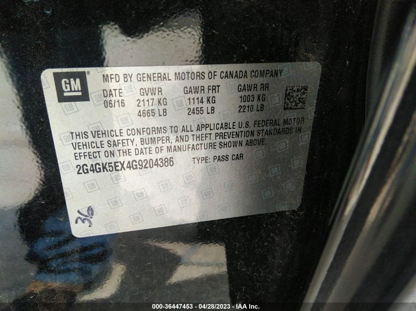 2016 BUICK REGAL - 2G4GK5EX4G9204386