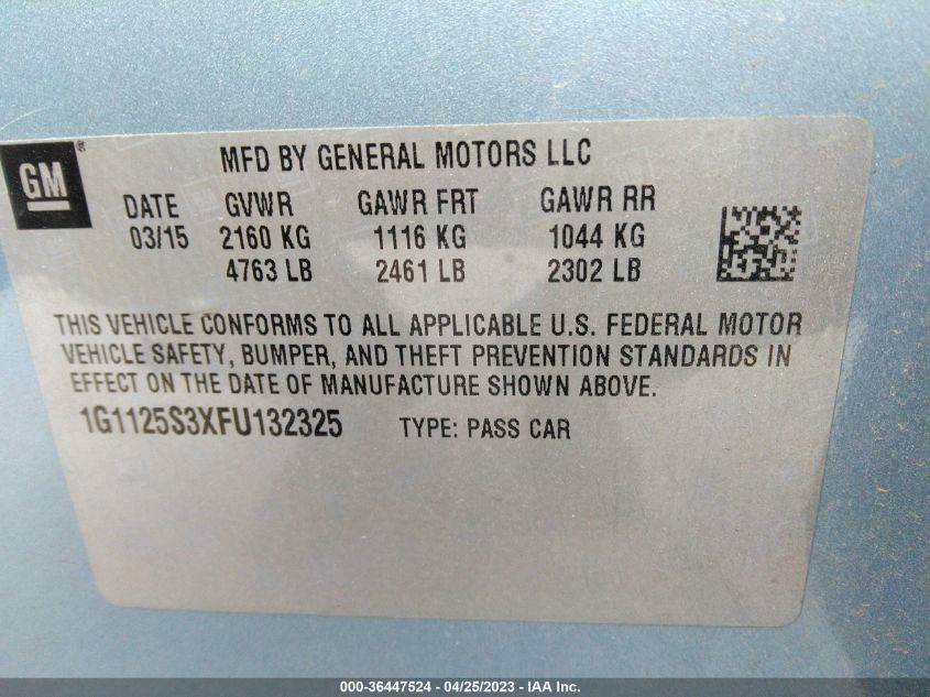 2015 CHEVROLET IMPALA LT - 1G1125S3XFU132325