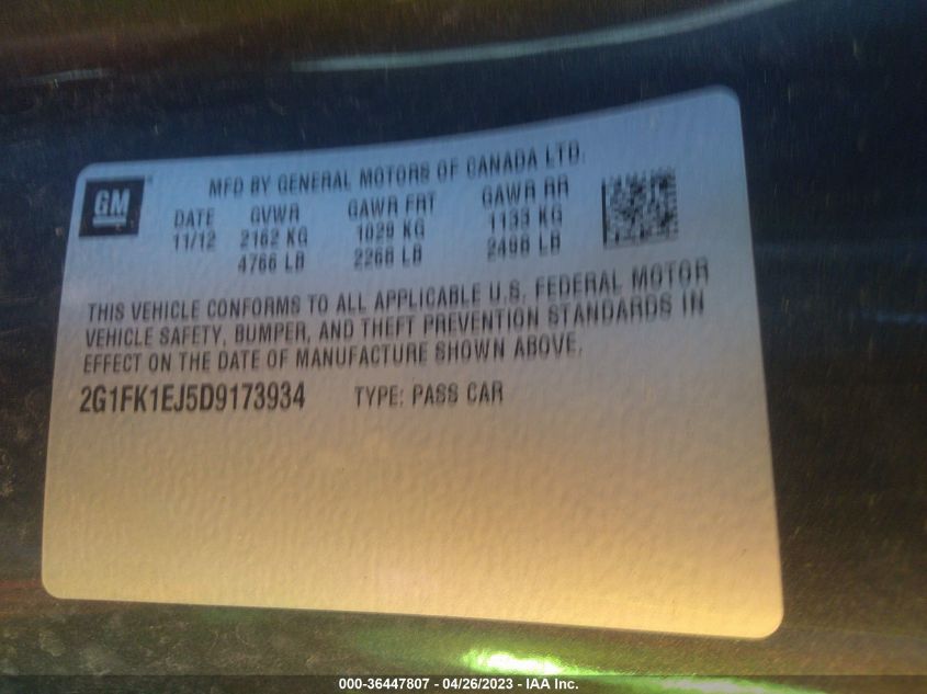 2013 CHEVROLET CAMARO SS - 2G1FK1EJ5D9173934