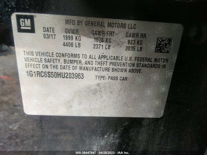 2017 CHEVROLET VOLT LT - 1G1RC6S50HU203963