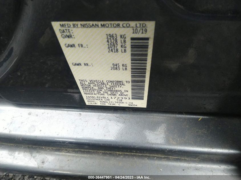 2020 NISSAN ALTIMA 2.5 SL - 1N4BL4EV8LC172393
