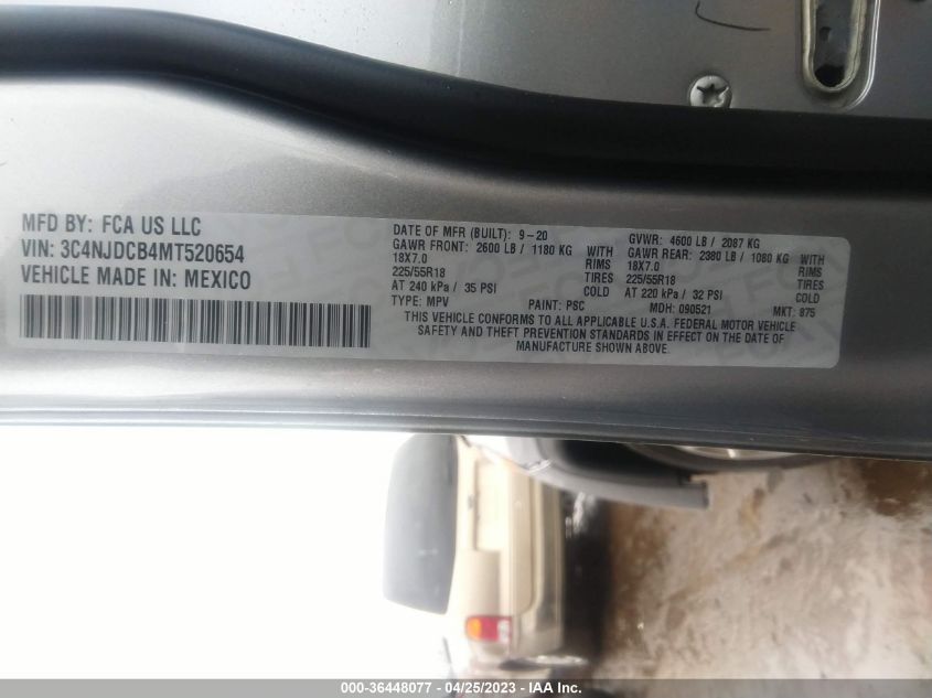 2021 JEEP COMPASS LIMITED - 3C4NJDCB4MT520654