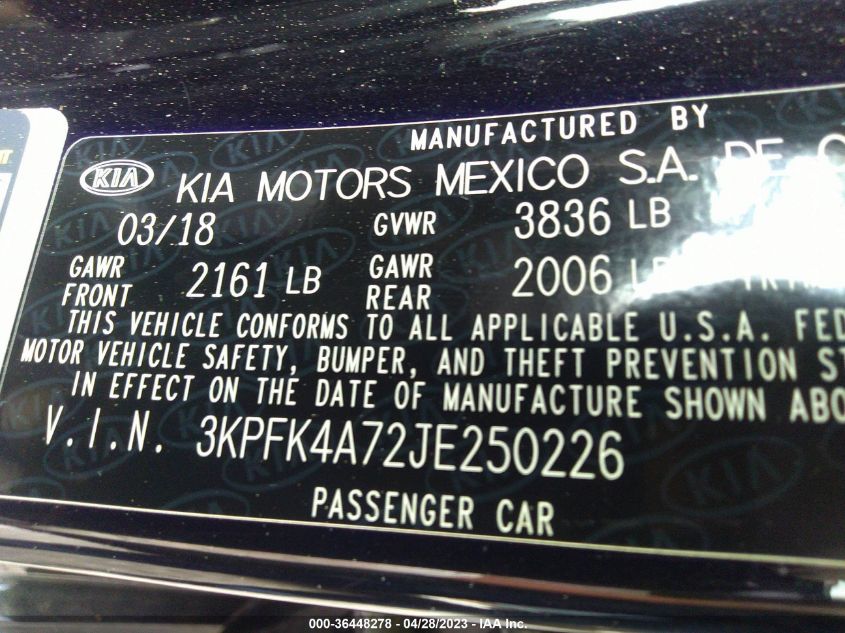 2018 KIA FORTE LX - 3KPFK4A72JE250226