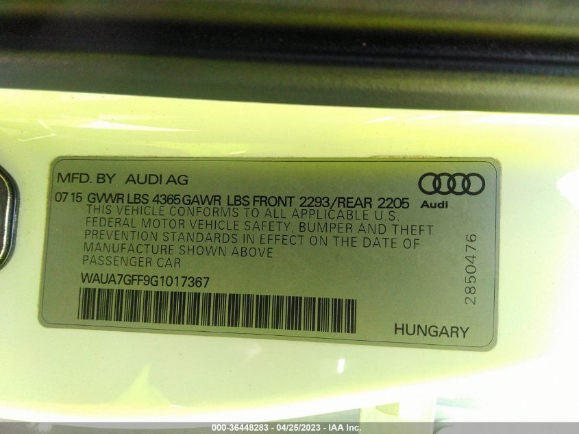 2016 AUDI A3 1.8T PREMIUM - WAUA7GFF9G1017367
