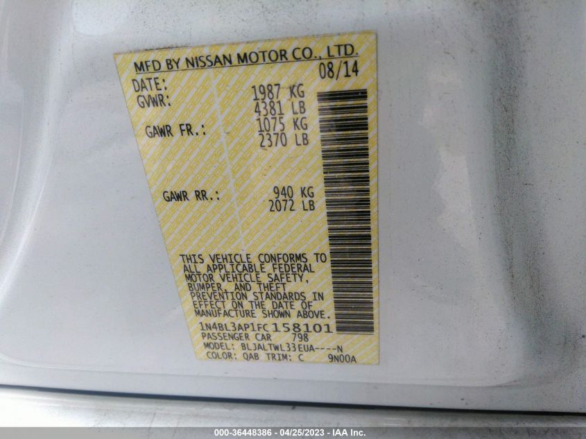 2015 NISSAN ALTIMA 3.5 SL - 1N4BL3AP1FC158101