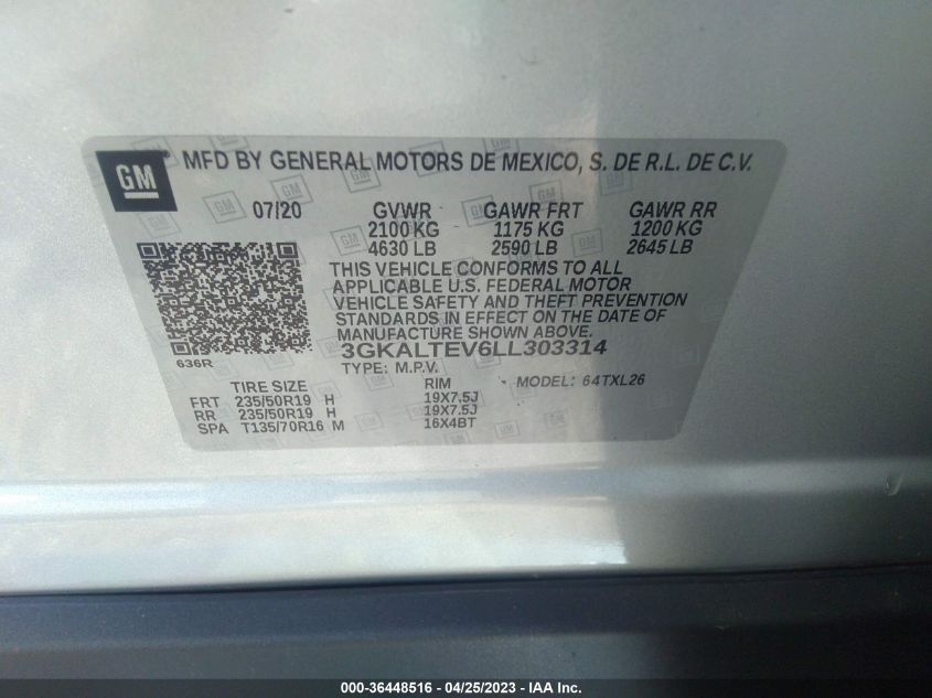 2020 GMC TERRAIN SLE - 3GKALTEV6LL303314