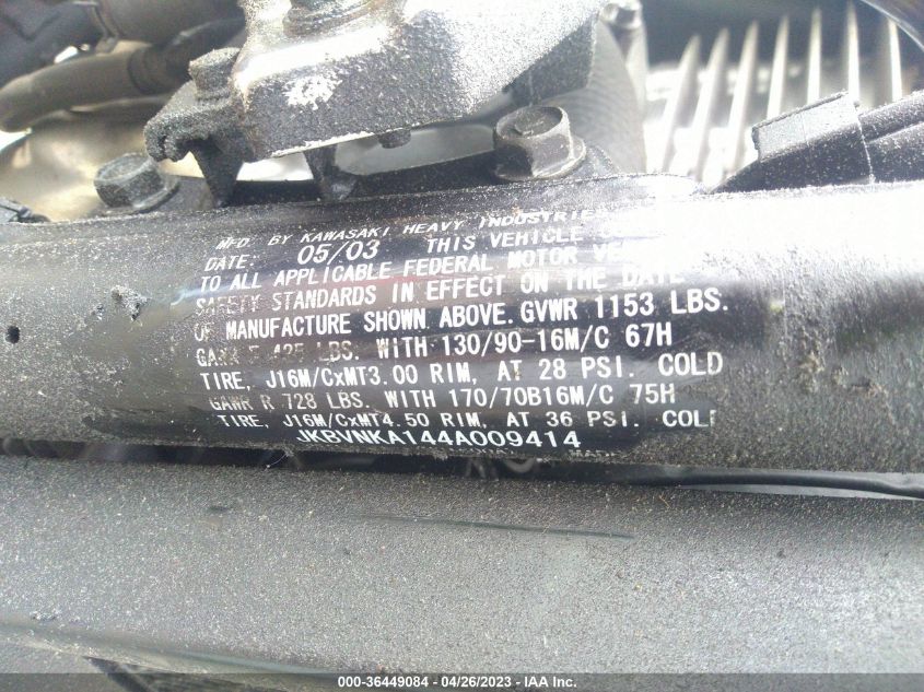 2004 KAWASAKI VN1600 A1 JKBVNKA144A009414