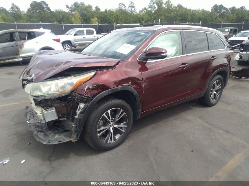 2016 TOYOTA HIGHLANDER XLE - 5TDKKRFH5GS129170