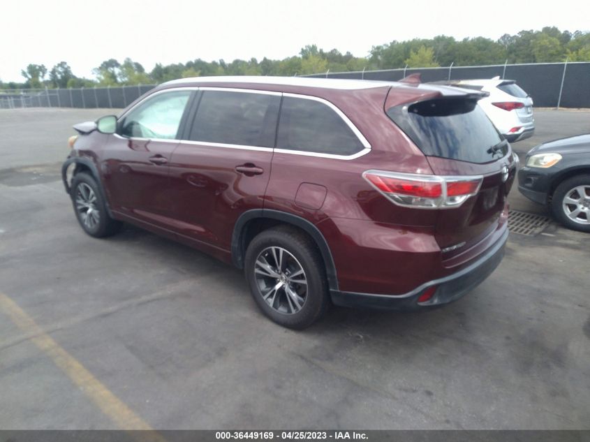 2016 TOYOTA HIGHLANDER XLE - 5TDKKRFH5GS129170