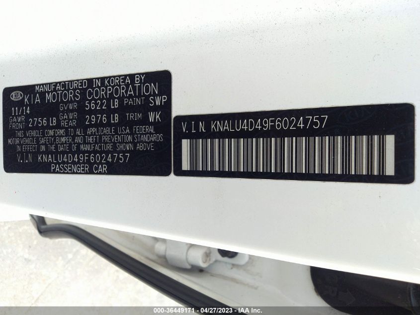 2015 KIA K900 PREMIUM - KNALU4D49F6024757