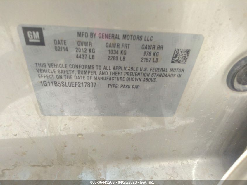 2014 CHEVROLET MALIBU LS - 1G11B5SL0EF217807