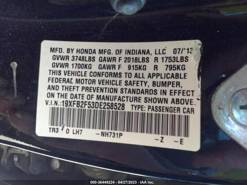 2013 HONDA CIVIC SDN LX - 19XFB2F53DE258528