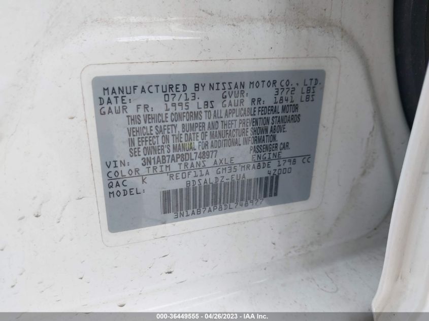 2013 NISSAN SENTRA SV - 3N1AB7AP8DL748977