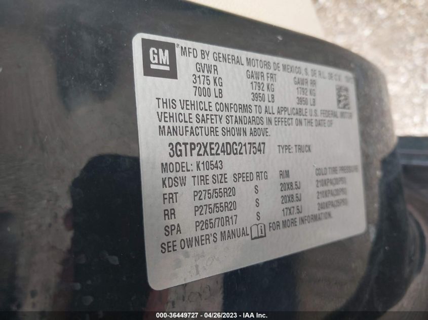 2013 GMC SIERRA 1500 DENALI - 3GTP2XE24DG217547