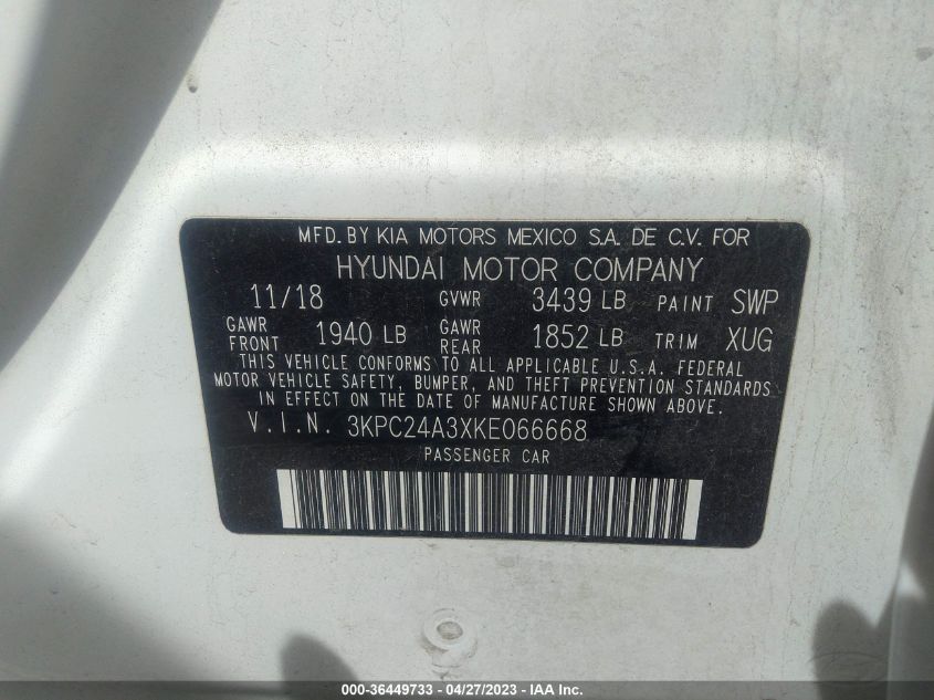 2019 HYUNDAI ACCENT SE - 3KPC24A3XKE066668