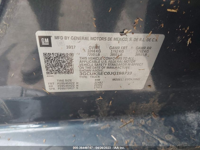 2018 CHEVROLET SILVERADO 1500 LTZ - 3GCUKSEC0JG198733