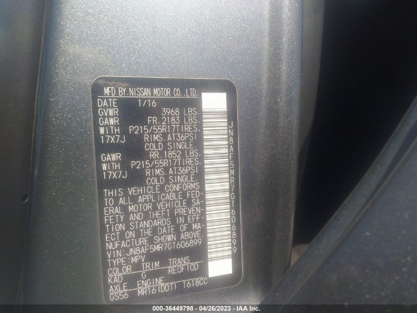 2016 NISSAN JUKE S - JN8AF5MR7GT606899