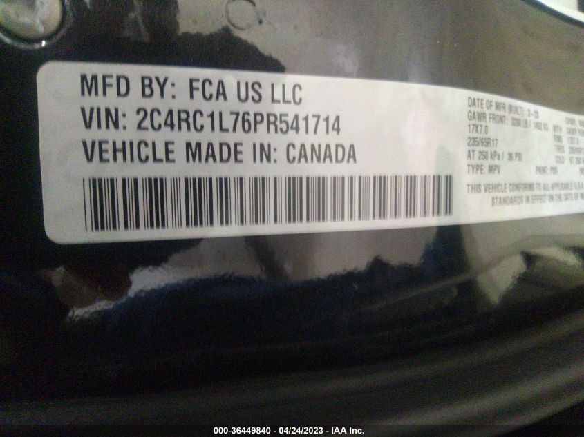 2023 CHRYSLER PACIFICA HYBRID TOURING L - 2C4RC1L76PR541714