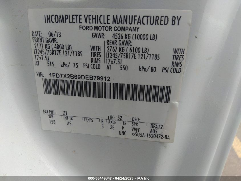 2013 FORD SUPER DUTY F-250 SRW XL/XLT - 1FD7X2B69DEB79912