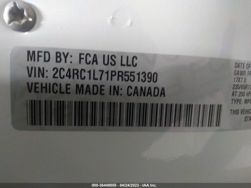 2023 CHRYSLER PACIFICA HYBRID TOURING L - 2C4RC1L71PR551390
