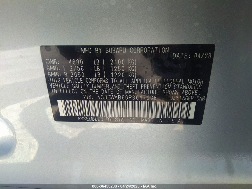 2023 SUBARU LEGACY - 4S3BWAB66P3017036