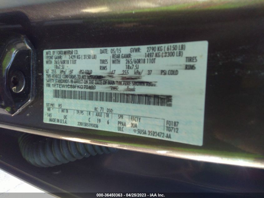 2015 FORD F-150 XLT/XL - 1FTEW1C88FKD70489