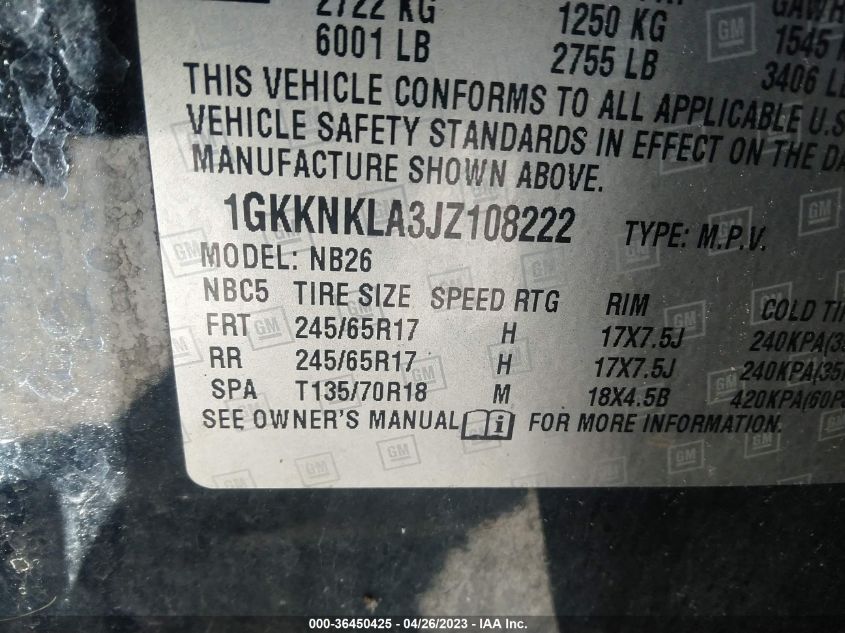 2018 GMC ACADIA SLE - 1GKKNKLA3JZ108222