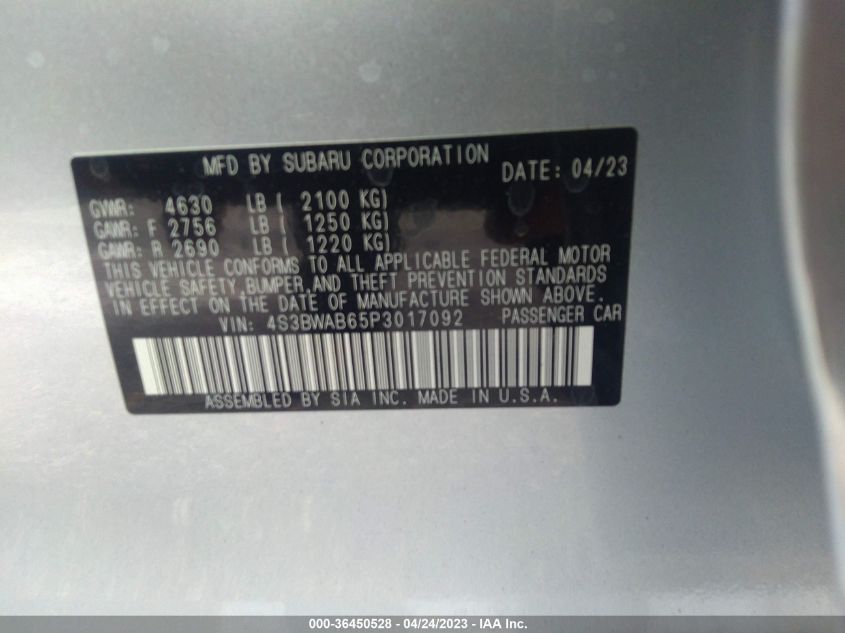 2023 SUBARU LEGACY - 4S3BWAB65P3017092