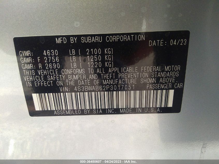 2023 SUBARU LEGACY - 4S3BWAB62P3017051